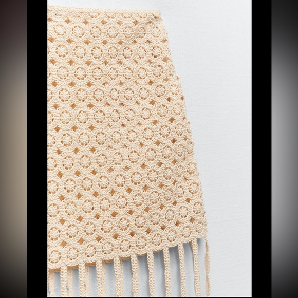 ZARA FRINGED CROCHET SKIRT - Picture 7 of 7